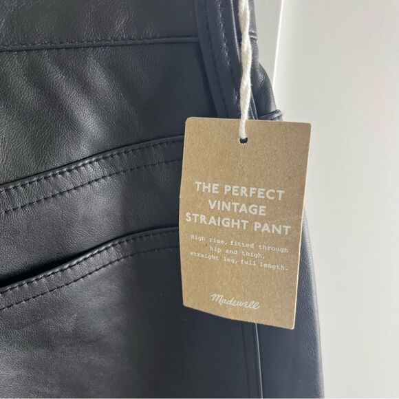 Madewell The Perfect Vintage Straight Jean Faux‎ Leather Edition Black sz 23 NWT - Picture 12 of 13